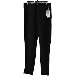 Nordstrom Everyday Black Pull On Women Pants XL Ankle Slit Stretch NWT